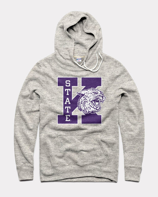 Athletic Grey K-State Wildcats Wabash Block Vintage Hoodie Sweatshirt