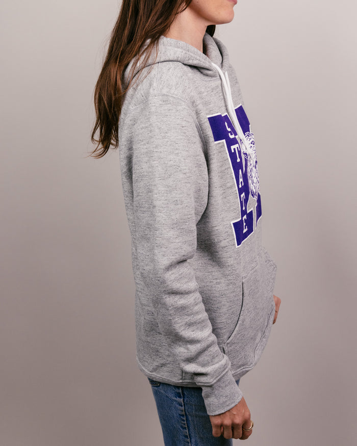 Athletic Grey K-State Wildcats Wabash Block Vintage Hoodie Sweatshirt Side