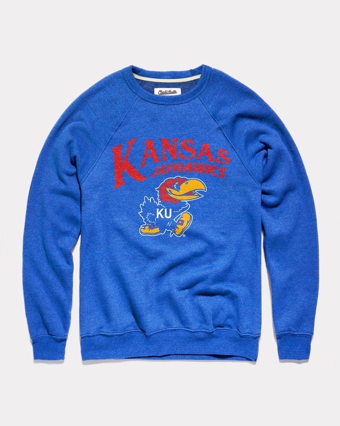 Royal Blue Kansas Jayhawks Pennant Vintage Crewneck Sweatshirt