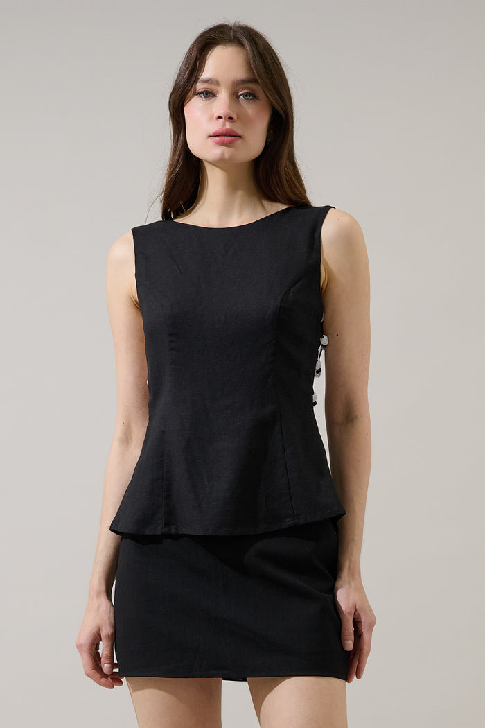 Kendry Cut Out Top Linen