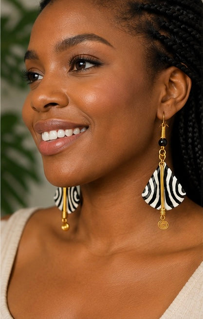 Kenyan Africa Zen Earrings – Cow Bone, Brass & Bead