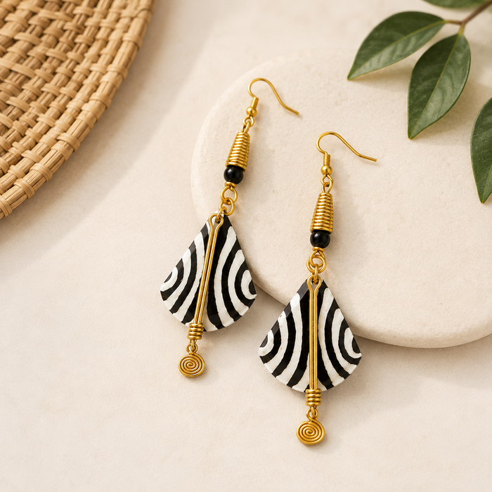 Kenyan Africa Zen Earrings – Cow Bone, Brass & Bead