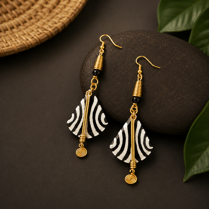 Kenyan Africa Zen Earrings – Cow Bone, Brass & Bead
