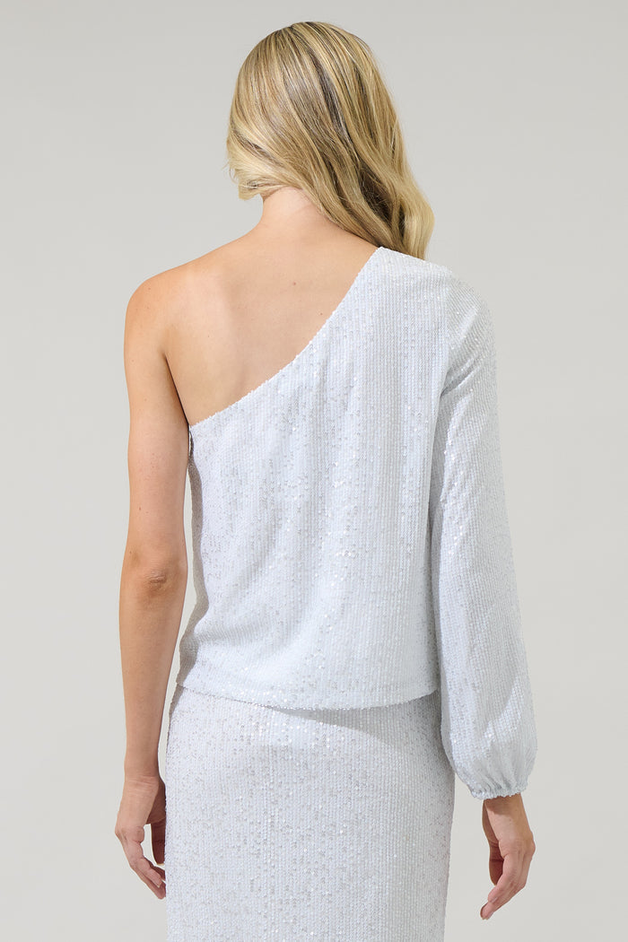 Kenzy Moon Glow One Shoulder Sequin Top