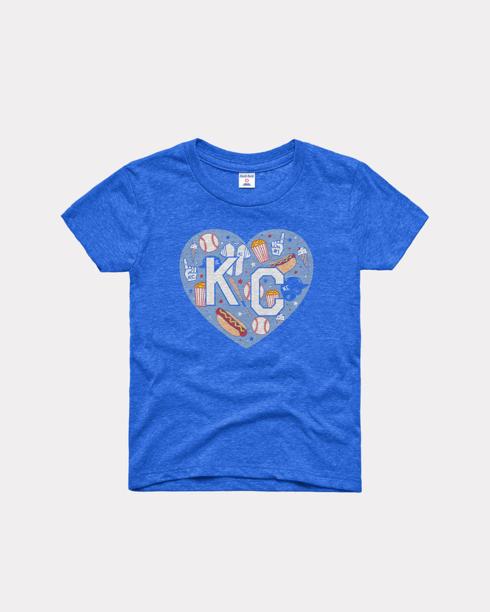 Kids Crown Town KC Heart Heather Royal T-Shirt