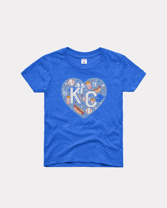 Kids Crown Town KC Heart Heather Royal T-Shirt