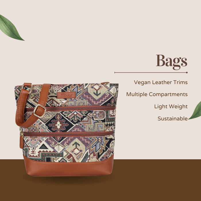 Women’s geometric tapestry vegan‑leather compact crossbody sling bag for everyday use, travel, work, and casual outings — Canada & USA-feature image