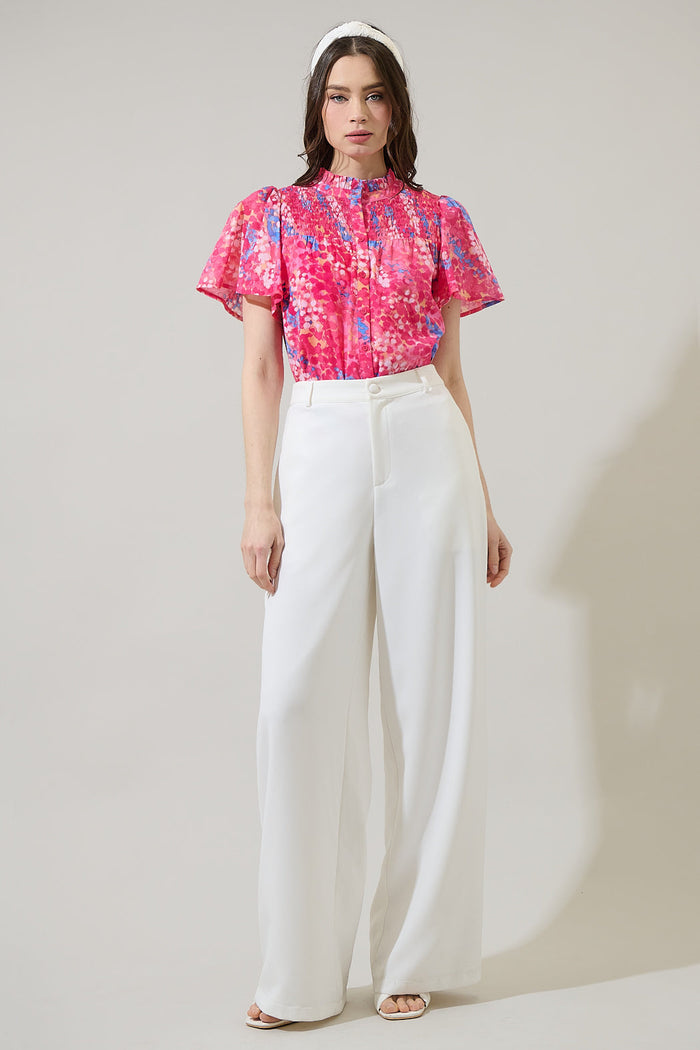 Leah Abstract Romy Mock Neck Top