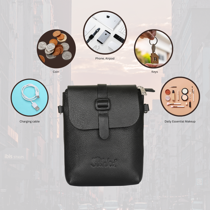 Black Genuine Leather Messenger Crossbody Bag for Travel and Everyday Use-feature image