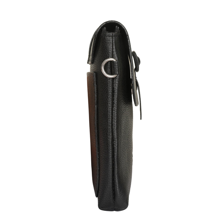 Black Genuine Leather Messenger Crossbody Bag for Travel and Everyday Use-side image