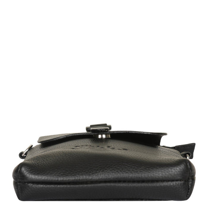 Black Genuine Leather Messenger Crossbody Bag for Travel and Everyday Use-bottom image