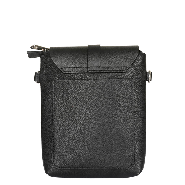 Black Genuine Leather Messenger Crossbody Bag for Travel and Everyday Use-back image