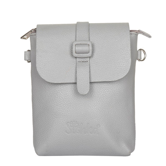 Grey Genuine Leather Messenger Crossbody Bag for Travel and Everyday Use
