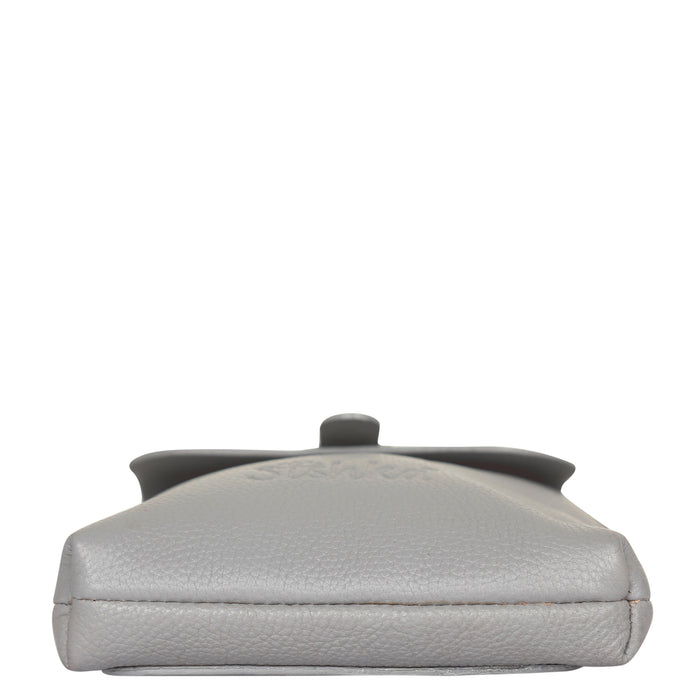 Grey Genuine Leather Messenger Crossbody Bag for Travel and Everyday Use-bottom view