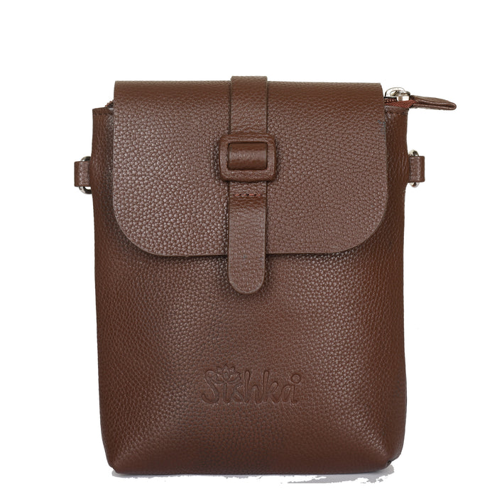 Brown Genuine Leather Messenger Crossbody Bag for Travel and Everyday Use