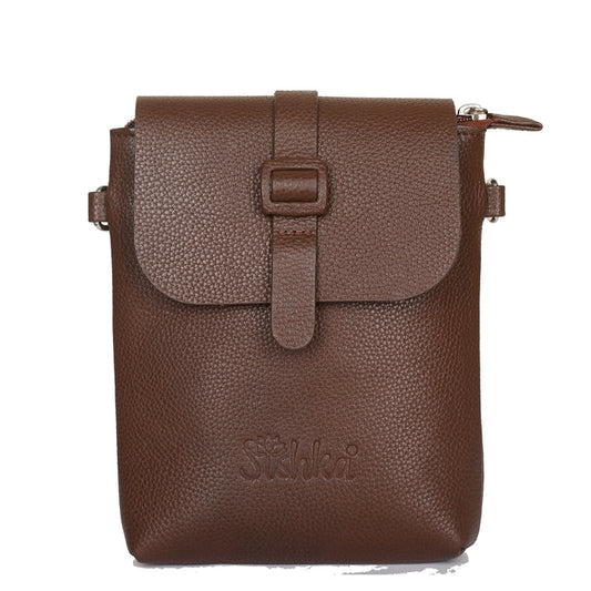 Brown Genuine Leather Messenger Crossbody Bag for Travel and Everyday Use