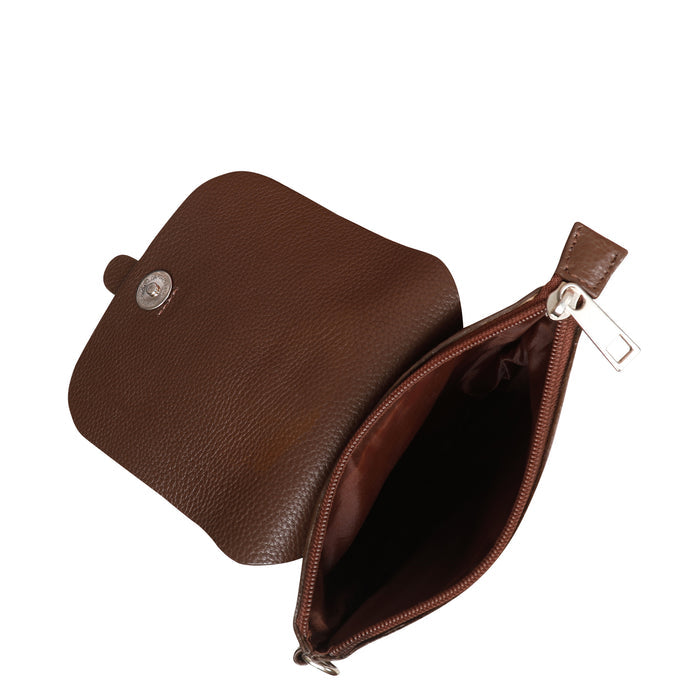 Brown Genuine Leather Messenger Crossbody Bag for Travel and Everyday Use-inner view