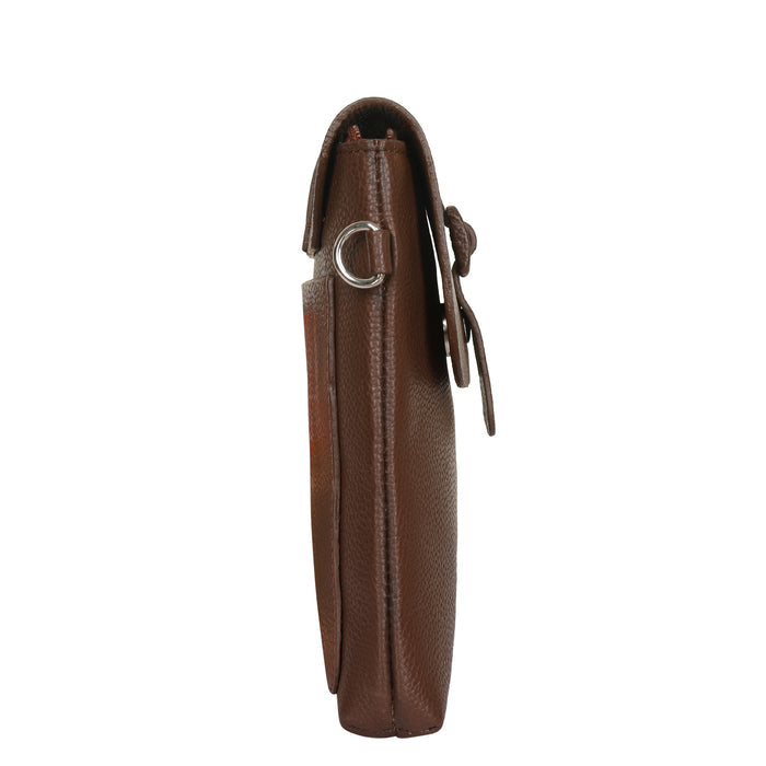 Brown Genuine Leather Messenger Crossbody Bag for Travel and Everyday Use-side view