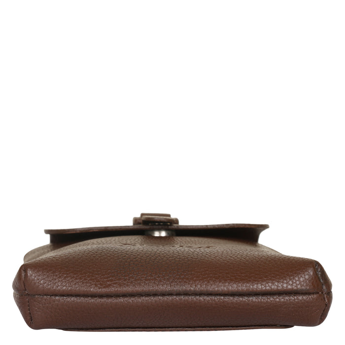 Brown Genuine Leather Messenger Crossbody Bag for Travel and Everyday Use-bottom view