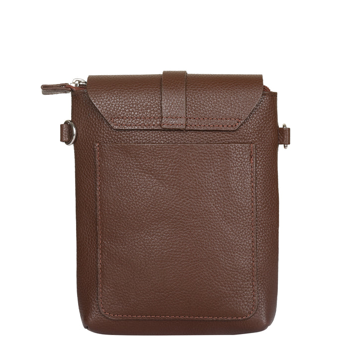 Brown Genuine Leather Messenger Crossbody Bag for Travel and Everyday Use-back image