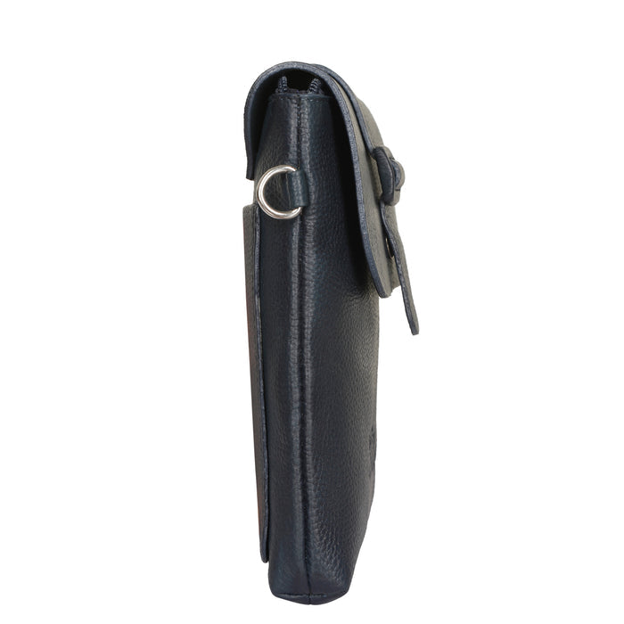 Navy Blue Genuine Leather Messenger Crossbody Bag for Travel and Everyday Use-side view