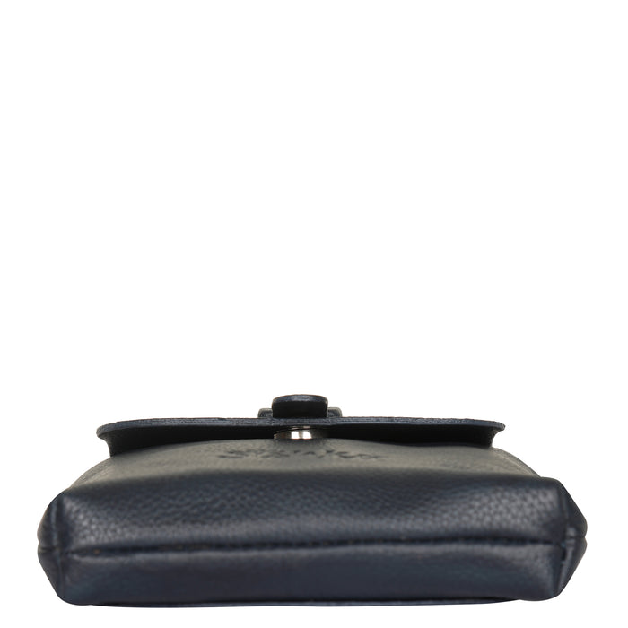 Navy Blue Genuine Leather Messenger Crossbody Bag for Travel and Everyday Use-bottom view