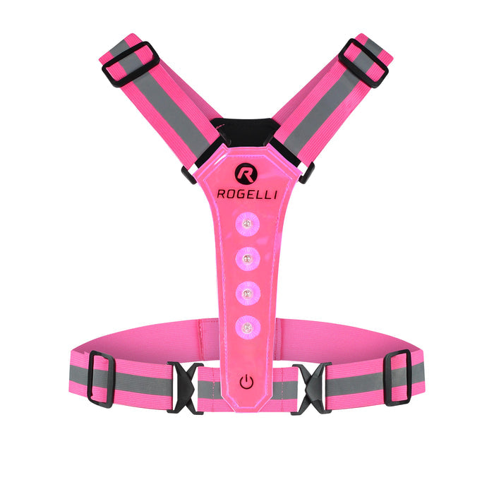 Rogelli Led-Vest verlichting hardlopen roze voorkant.