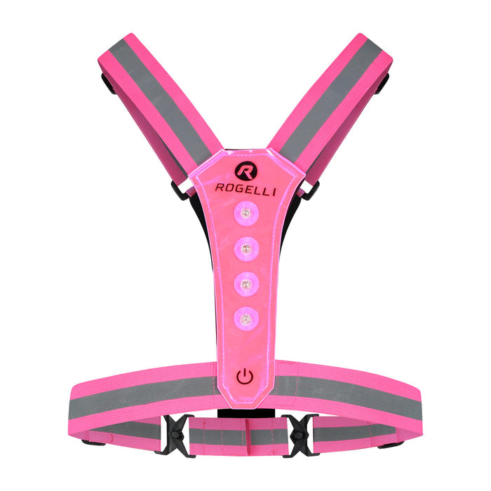 Rogelli Led-Vest verlichting hardlopen roze achterkant.