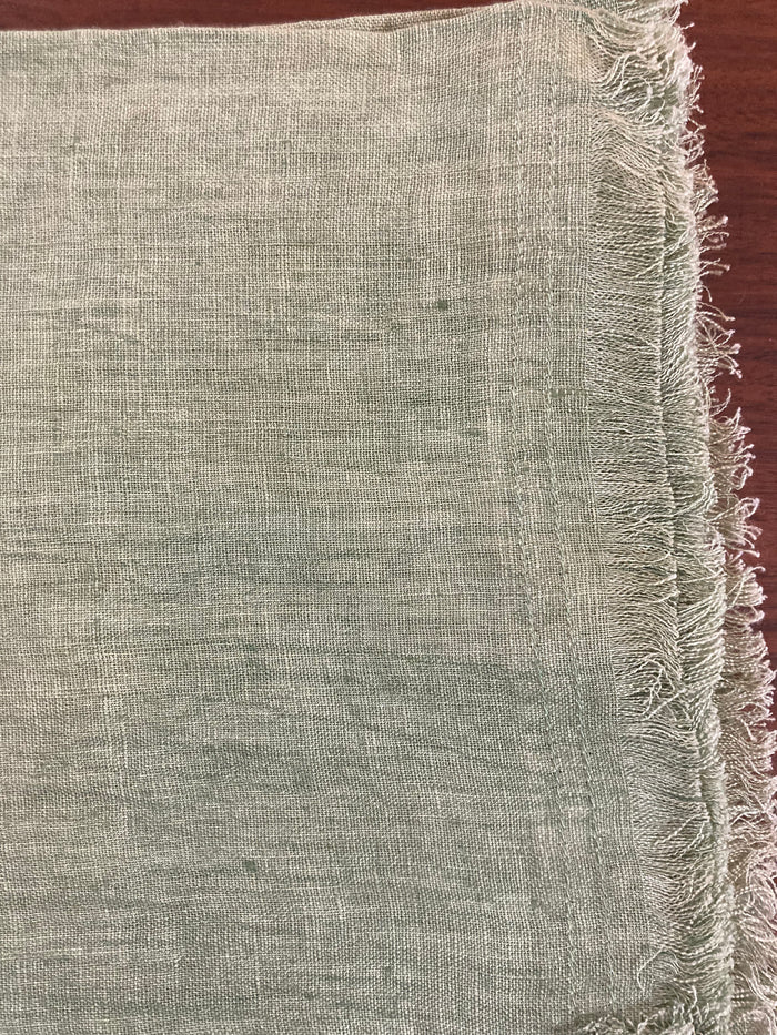 15.5" x 15.5" / Green Frayed Edge S/4 / 100% Linen