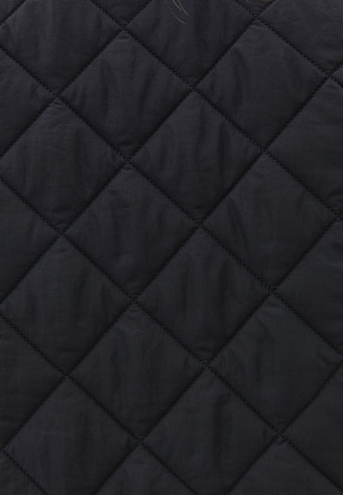 Long Coat With Crew Neck - BLACK
