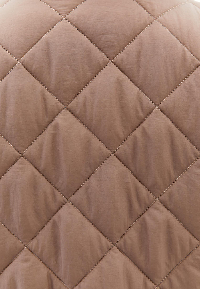 Long Coat With Crew Neck - DESERT TAUPE