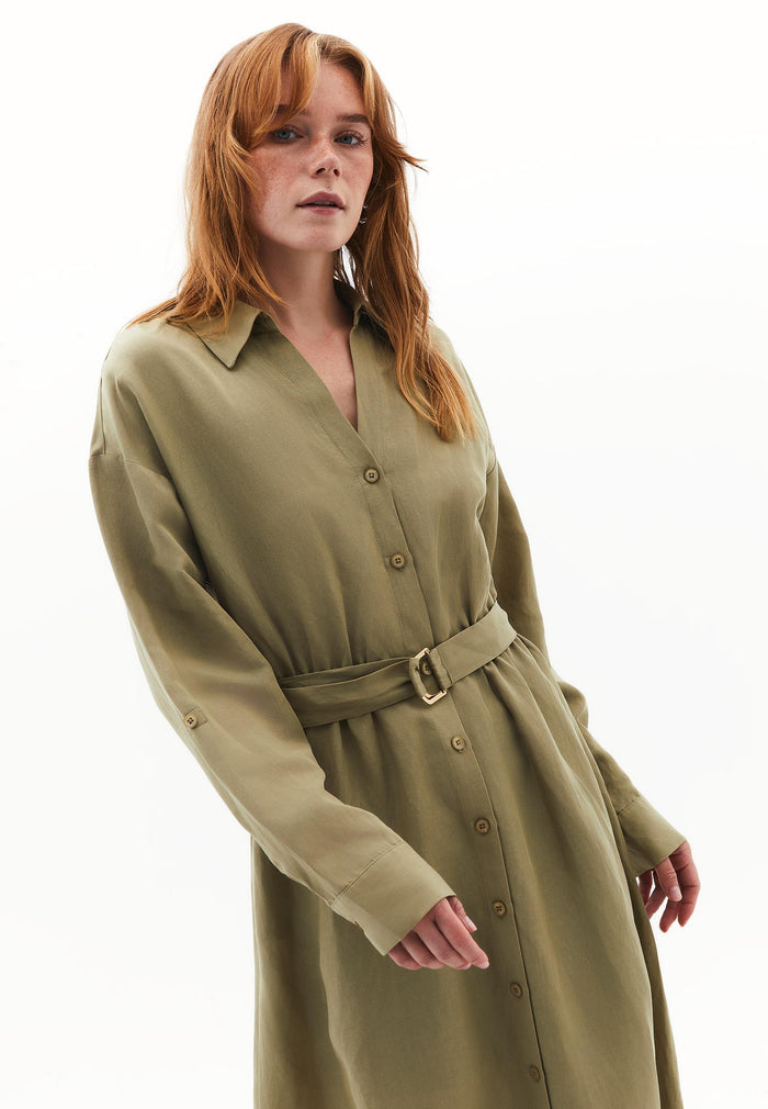Long Dress With Belt Detail - ALOE