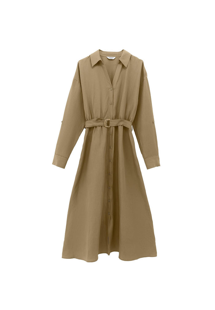 Long Dress With Belt Detail - ALOE