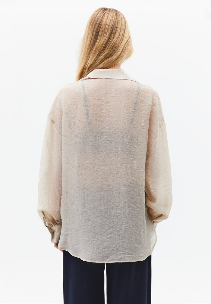 Loose Fit Long Sleeve Shirt - FEATHER GRAY