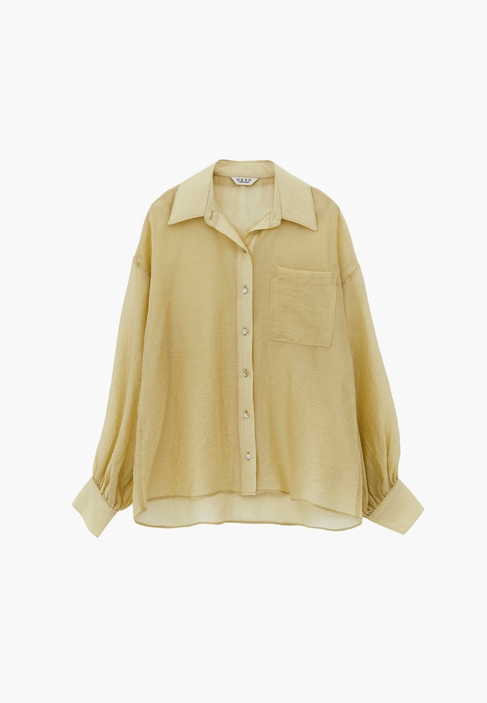 Loose Fit Long Sleeve Shirt - SAGE GREEN
