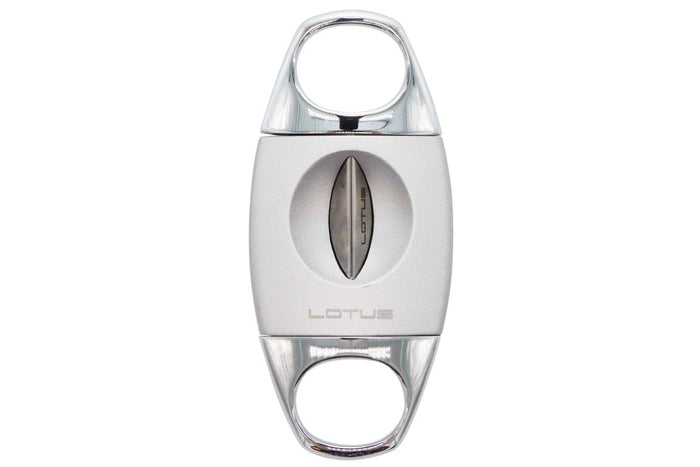 Lotus Anodized Chrome and Polished Chrome Jaws Serrated Blade 64 Ring Gauge V-Cut Cigar Cutter - 24-CV02