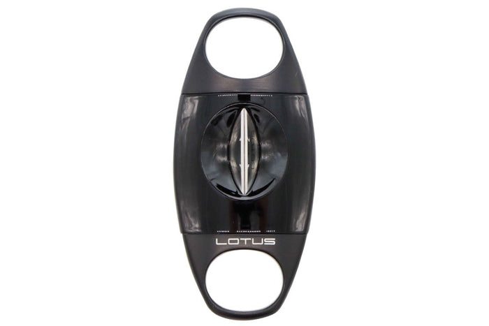 Lotus Glossy Black and Black Matt Jaws Serrated Blade 64 Ring Gauge V-Cut Cigar Cutter - 24-CV01