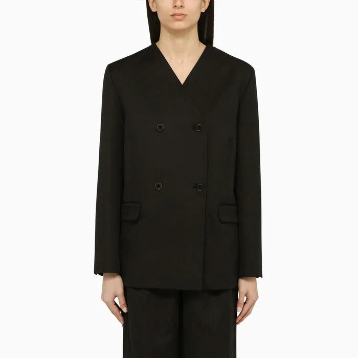LouLou De Saison - Black double-breasted jacket in cotton and linen Brand Coats & Jackets L