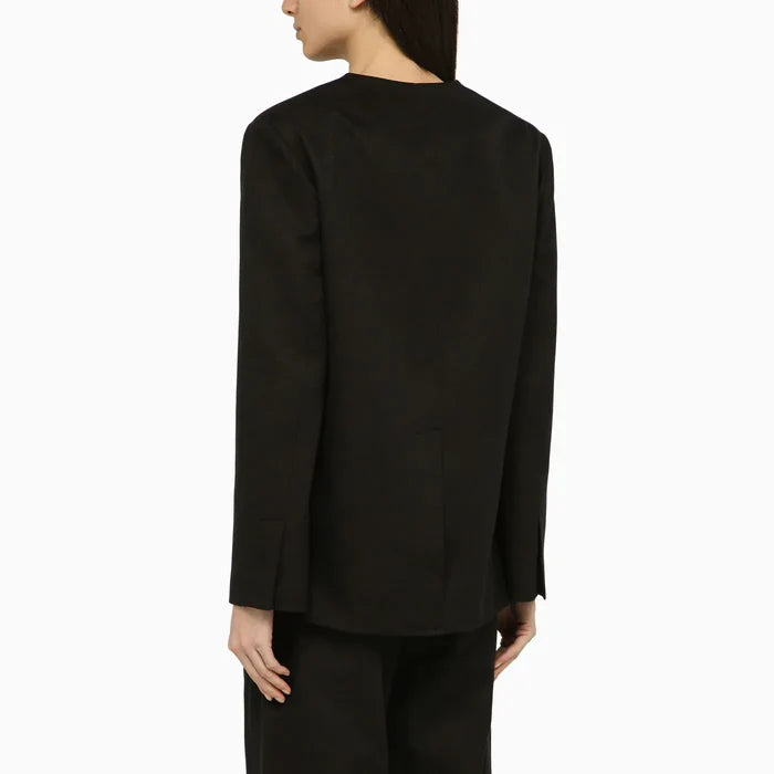 LouLou De Saison - Black double-breasted jacket in cotton and linen Brand Coats & Jackets L