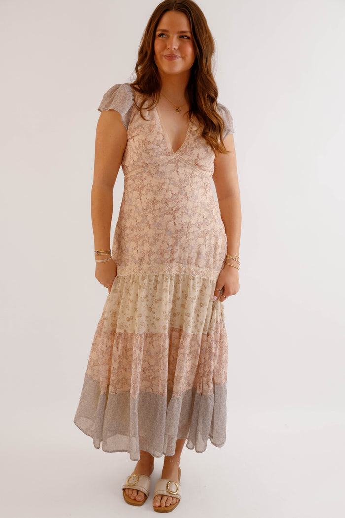 Tiered Floral Maxi Dress – Romantic Boho Spring & Summer Dress- BaeVely Floral Dress