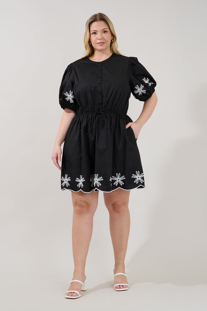 Luniar Embroidered Drawstring Mini Dress Curve