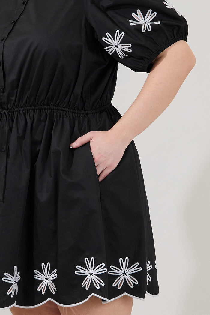 Luniar Embroidered Drawstring Mini Dress Curve