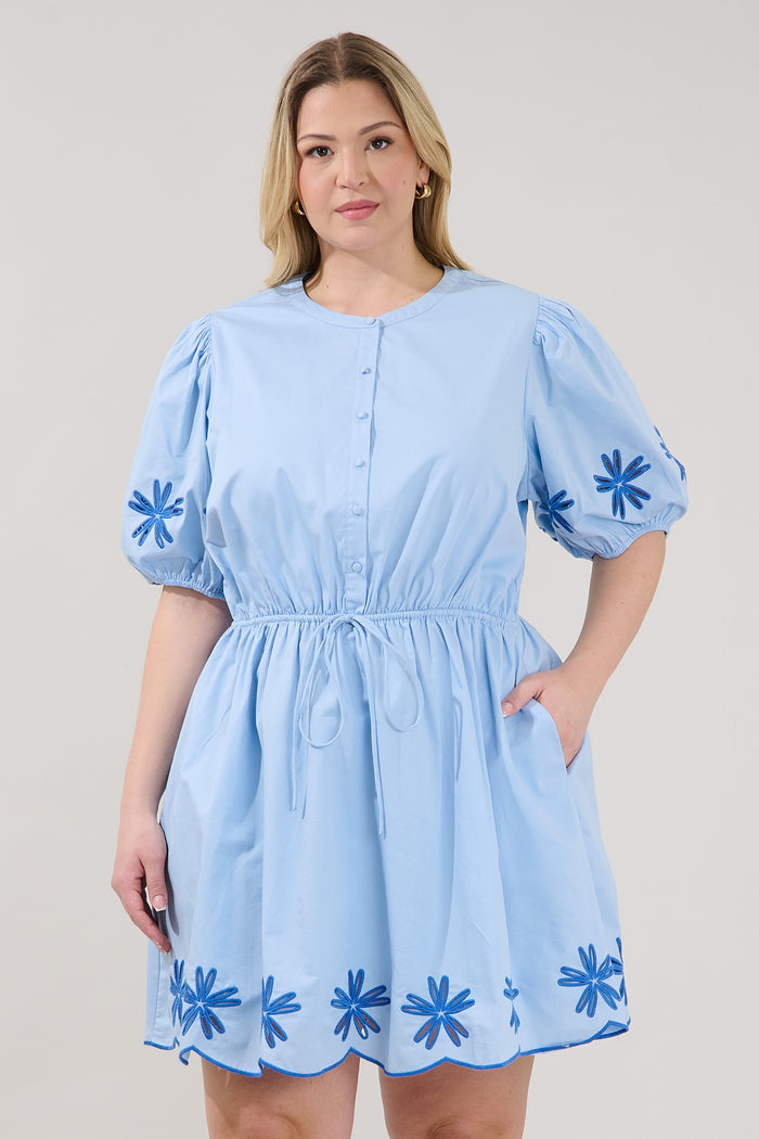 Luniar Embroidered Drawstring Mini Dress Curve