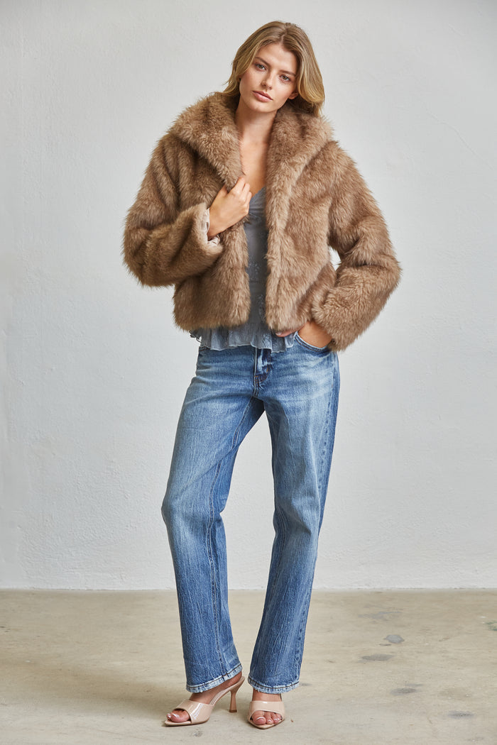 Luxe Faux Fur Jacket - Maroon