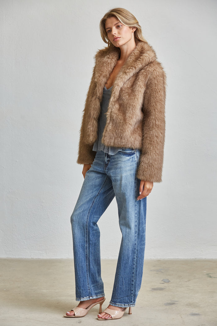Luxe Faux Fur Jacket - Maroon