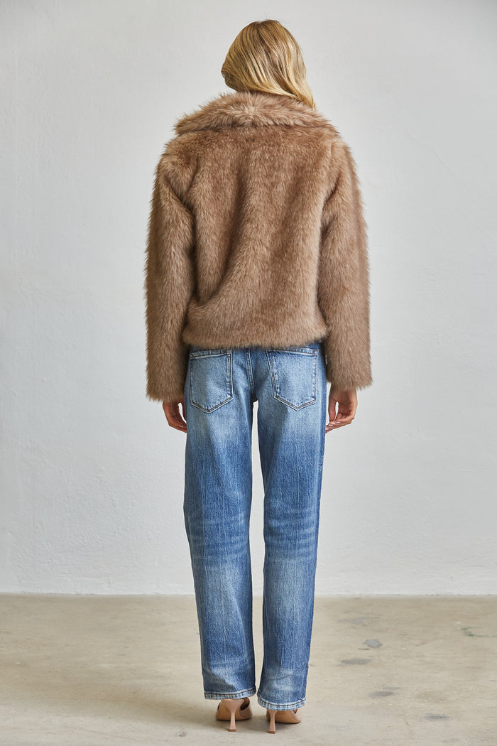 Luxe Faux Fur Jacket - Maroon