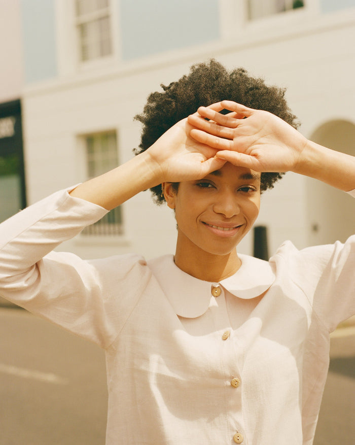 Má + Lin Claudine Linen Blouse - Primrose