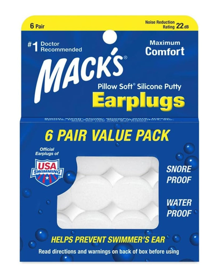 Mack's - Pillow Soft Silicone Puffy Earplugs - 6 Pairs - Clear