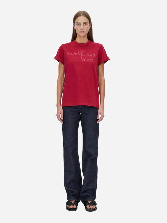 Maren Logo Roll Sleeve Tee - Ruby Red