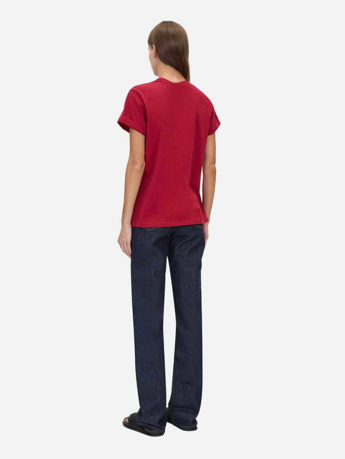 Maren Logo Roll Sleeve Tee - Ruby Red
